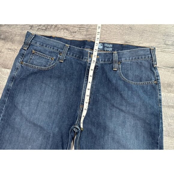 Carhartt Jeans Mens 40 Blue Denim Straight Fit Relaxed Work Pants 40x30 - Picture 8 of 11